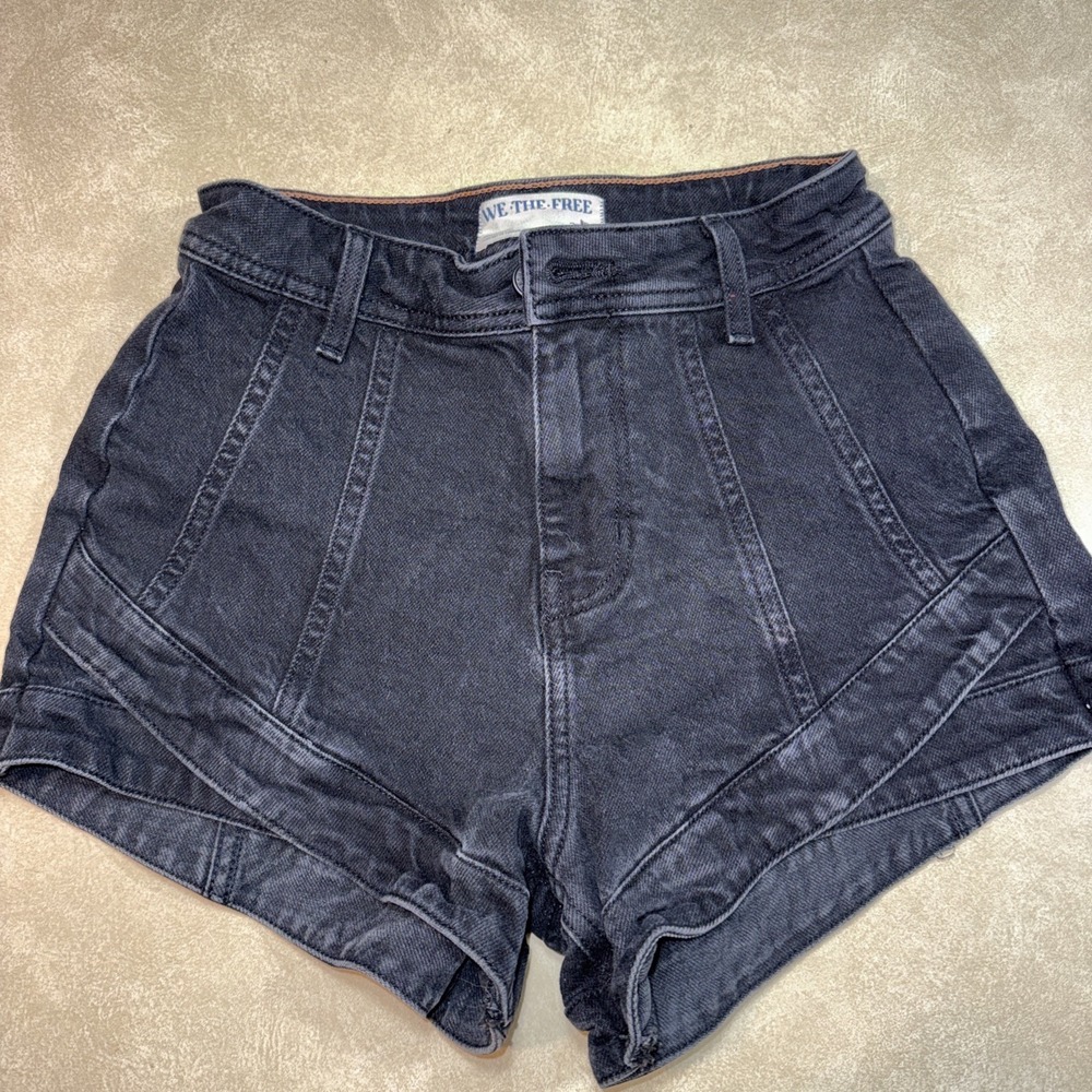 Free People High Waist Black Denim Shorts